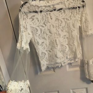 White lace crop top